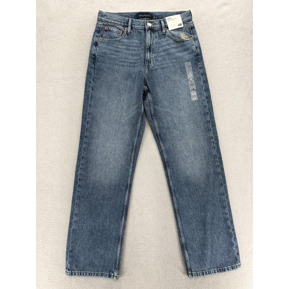 Aeropostale High Rise Baggy Jeans Womens 4 Blue Med Wash Rigid Denim Skater NWT